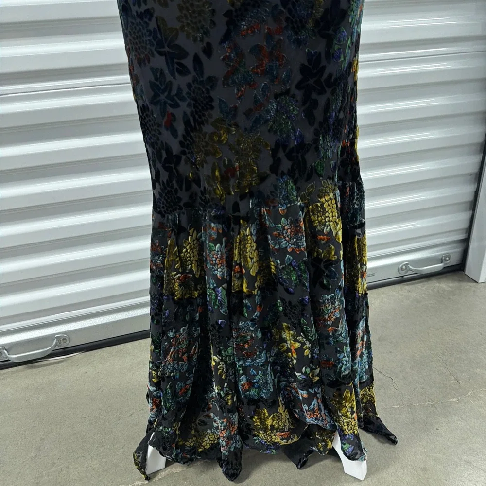 Vtg Newport News Velvet Burnout Maxi Dress Womens 10 Cowl Mermaid Witchy 90s y2k
